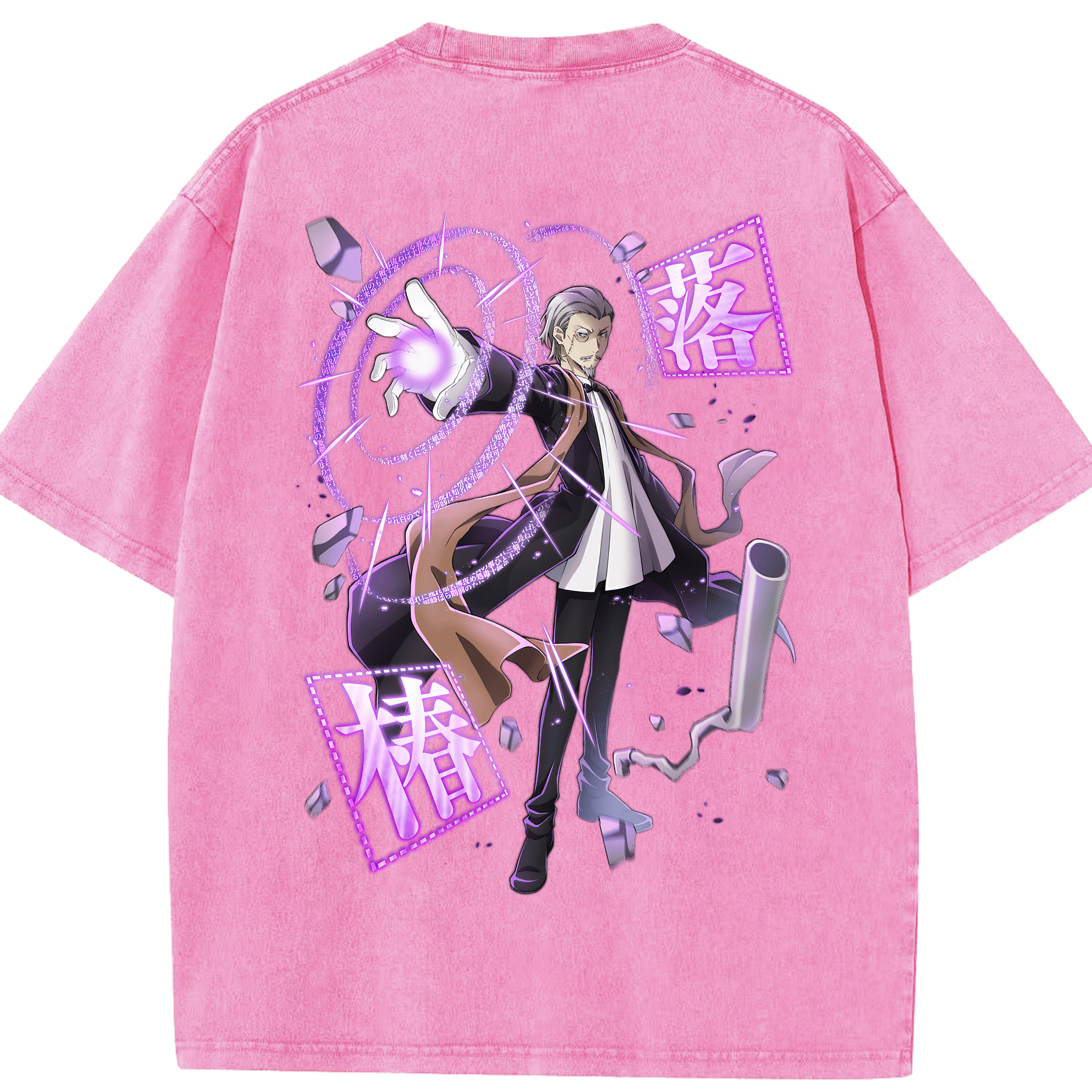 （画像用） 文豪ストレイドッグス Bungo Stray Dogs 綿100% ヴィンテージ風 半袖Tシャツ（背面プリント）